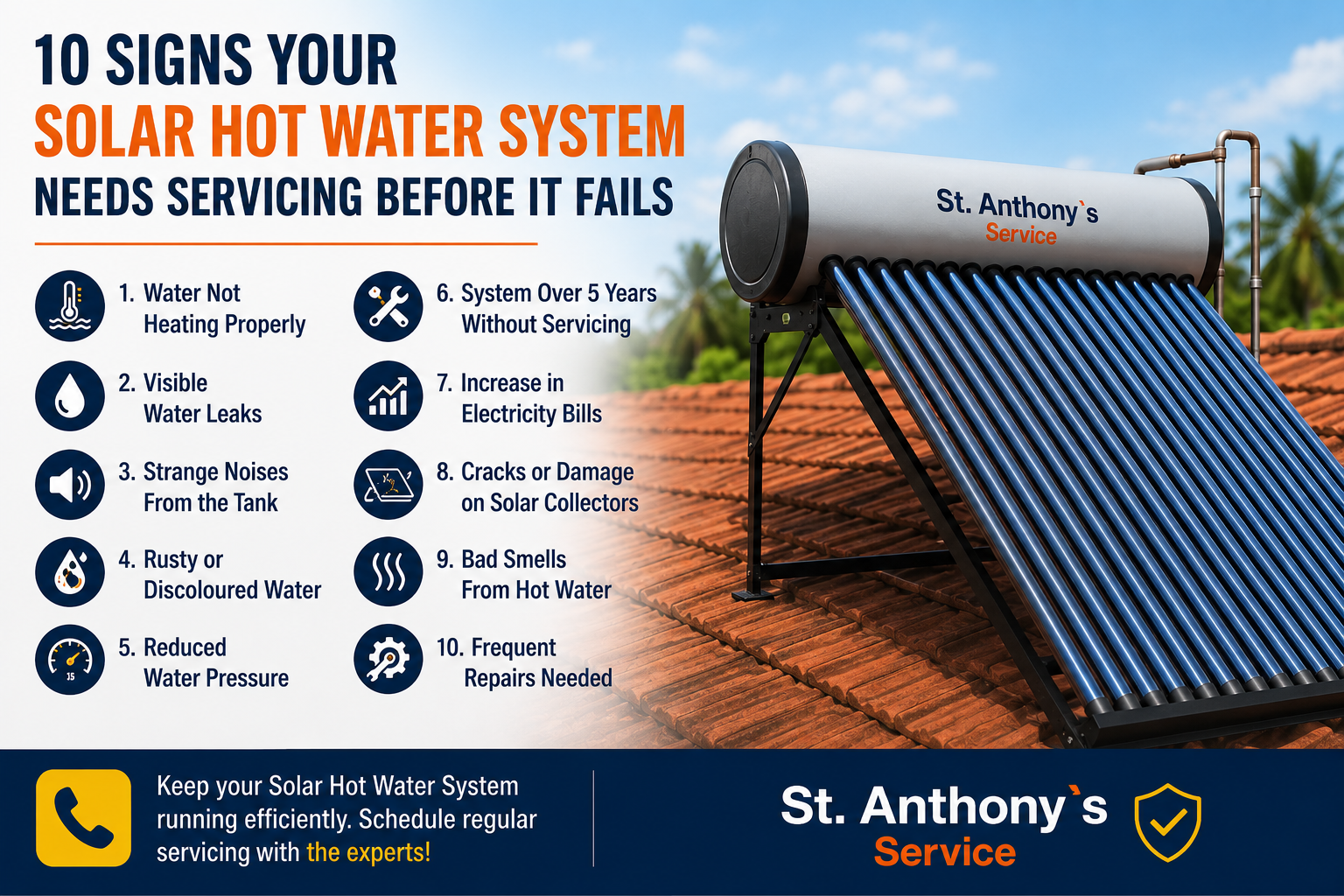10 signs your Solar Hot Water System needs servicing before failure by St. Anthony’s Service Sri Lanka