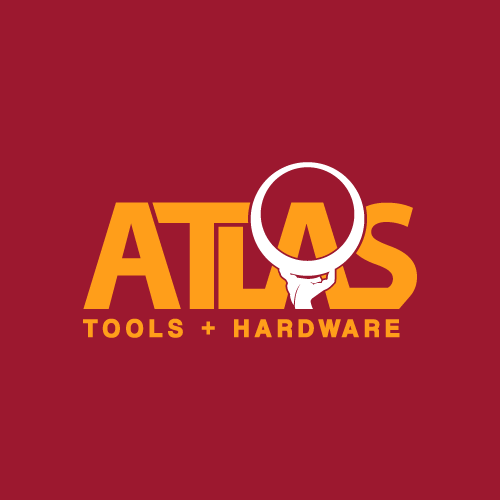 Logo of Atlas Tools + Hardware with a hand gripping a circular tool forming the letter A.