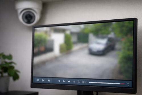 Blurry CCTV footage on monitor due to camera issues