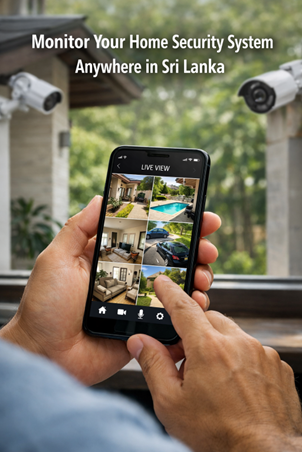 Homeowner monitoring security cameras remotely via mobile app