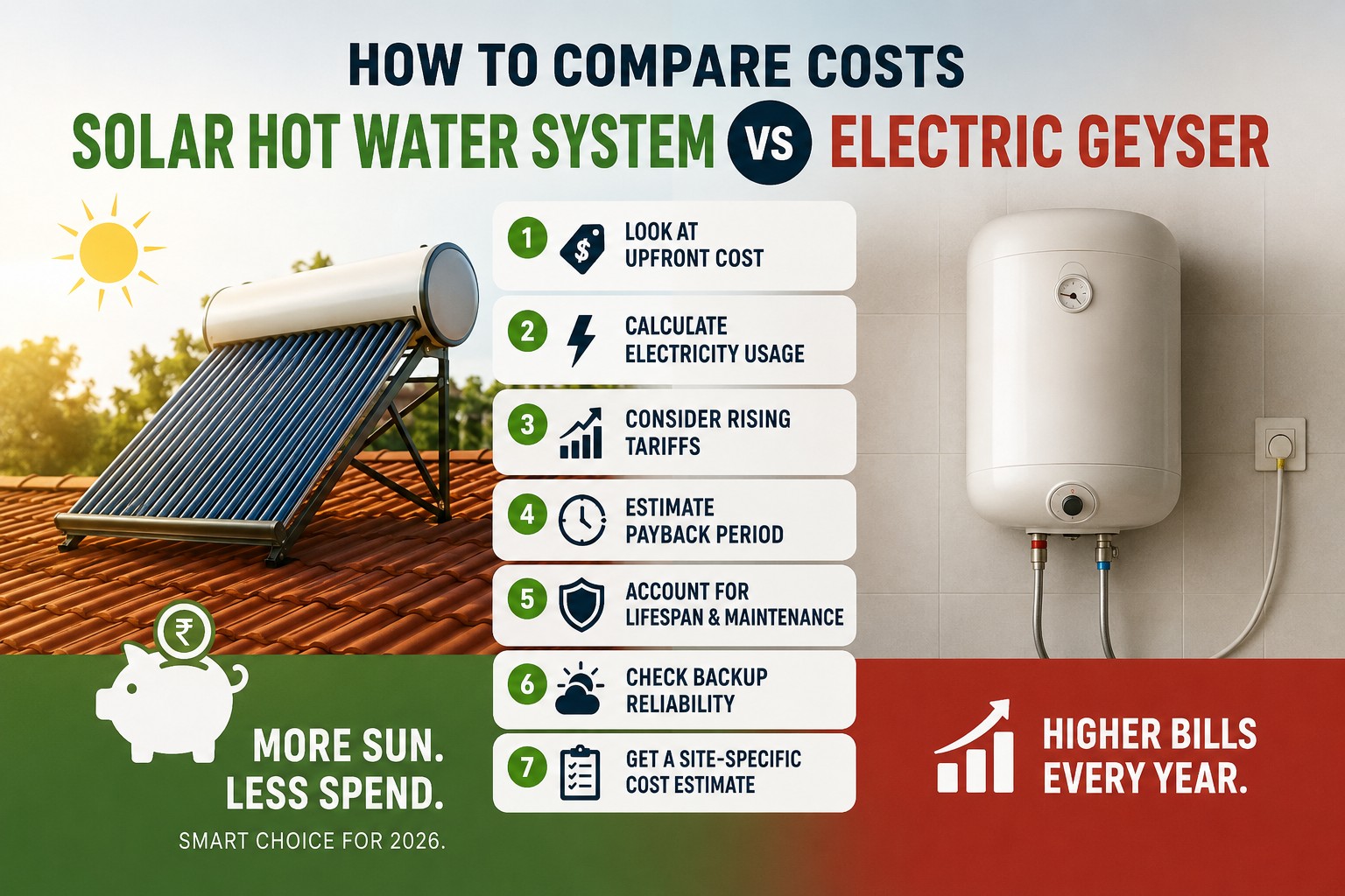 Solar hot water system vs electric geyser cost comparison in Sri Lanka for 2026